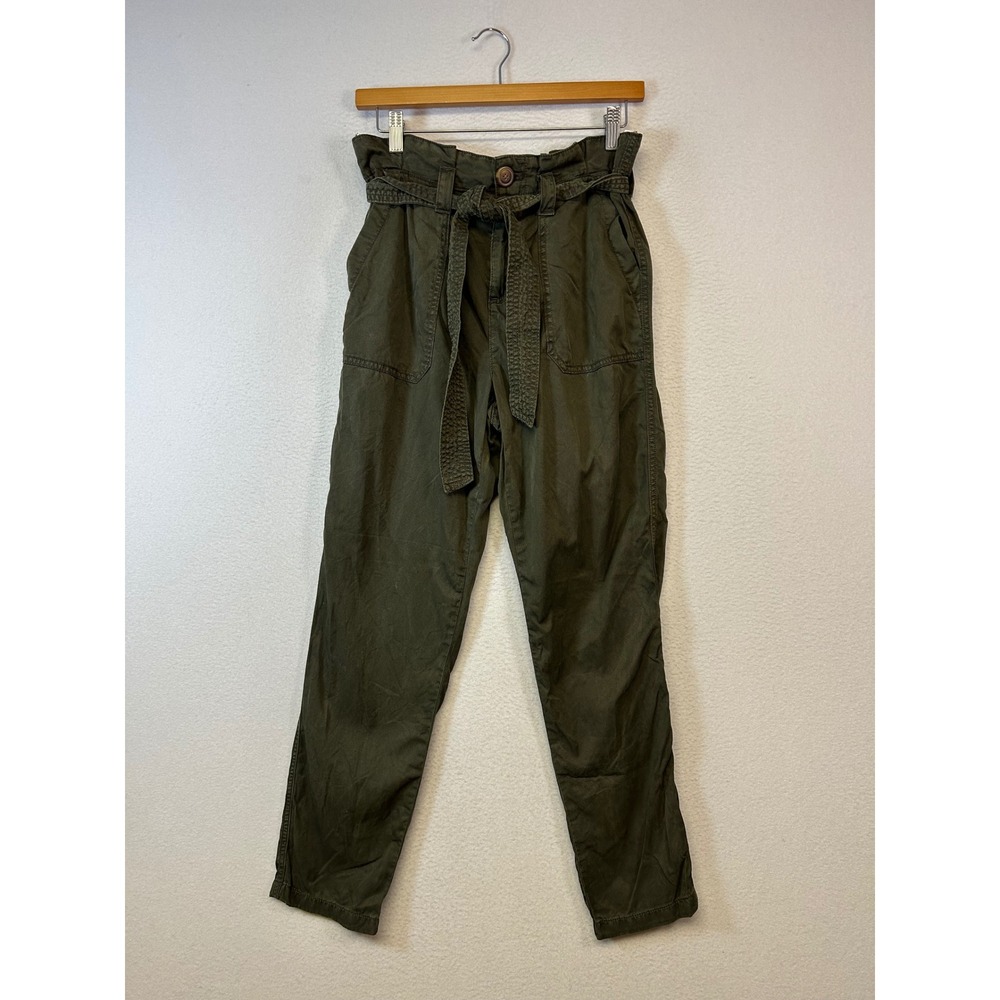 Utility Gorpcore Maurices Womens Size 4 Olive Green Paperbag Waist Tie Pants